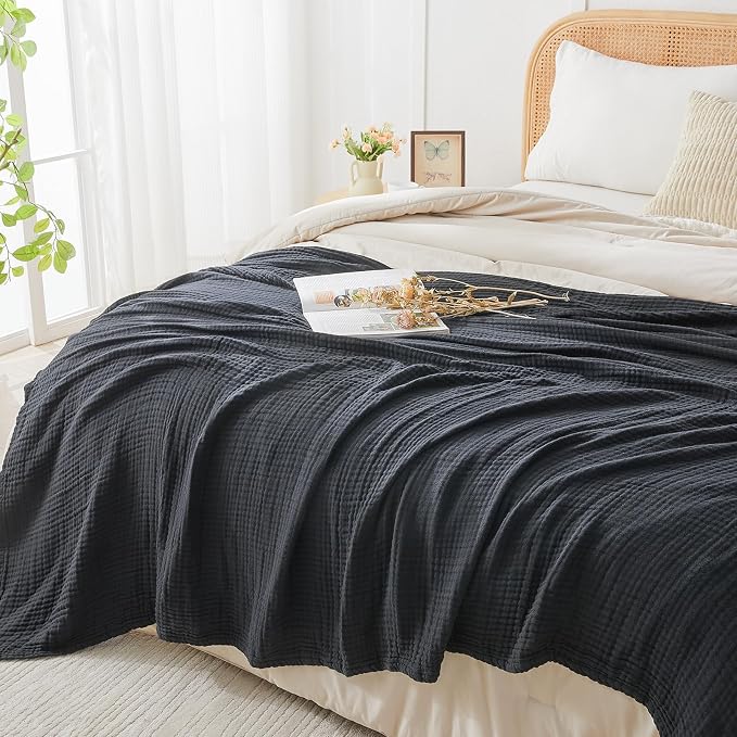 EMME Muslin Blankets for Adults Throw Blanket for Couch Breathable Gauze Soft - Image 6