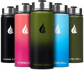 HYDRO CELL Stainless Steel Insulated Water Bottle with Straw - For Cold & Hot Drinks - Metal Vacuum Flask with Screw Cap and Modern Leakproof Sport Thermos for Adults (Army/Black 18oz)