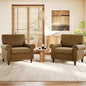 Nailhead Trim Accent Chairs Set of 2, Faux Leahter Mid Century Modern Living by ErdoruLiving