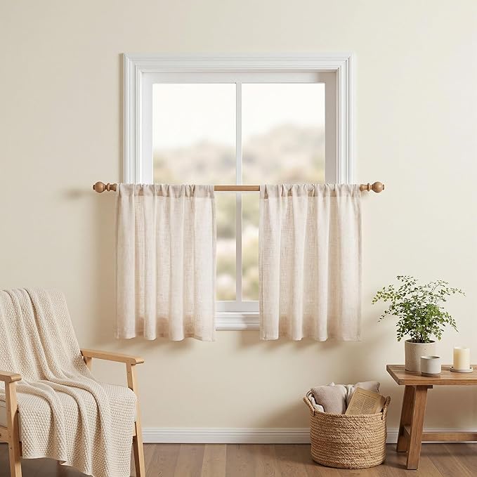 MYSKY HOME Linen Curtains 30 Inch Length by MYSKYHOME