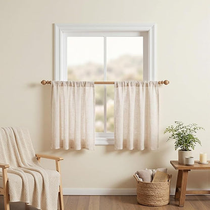 MYSKY HOME Short Linen Curtains 36 Inch Length - Image 4