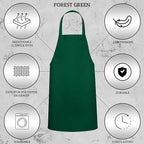 GREEN LIFESTYLE 12 Pack Professional Chef Apron – Grilling Aprons for Men, Waterproof Cooking Aprons for BBQ, Work or Restaurant Use, Kitchen Aprons for Women – Green, No Pockets