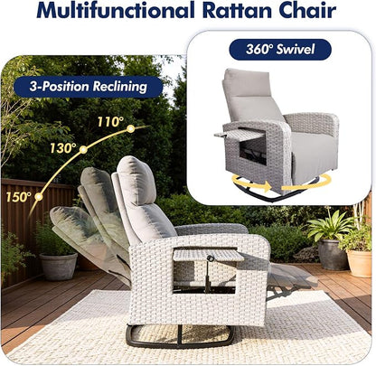 ZZW Outdoor Recliner Chair Set of 2, Wicker Patio Recliners - Image 3