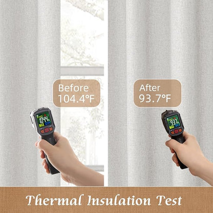Natural 100% Blackout Linen Curtains 45 Inches 2 Panels, Light Grey | Linen - Image 4