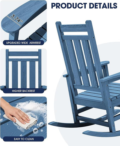 KINGYES Oversized Outdoor Rocking Chair Set of 6, All-Weather Patio Rocking - Image 6