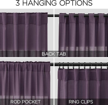 Extra Long Plum Linen Curtains 120 Inch - Image 2