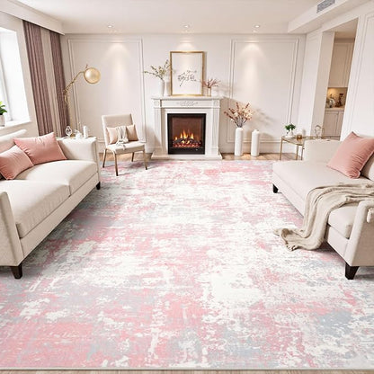 Rugflix 8x10 Area Rugs for Bedroom, Washable Pink Large Rug | Machine Washable; - Image 2
