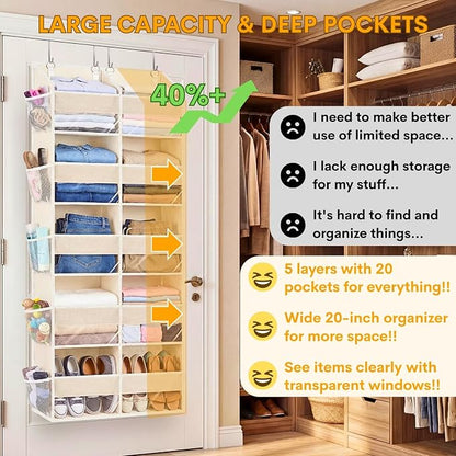 Ofiray-home Over the Door Organizer 5 Tiers, Extra Large Behind Door Storage of - Image 2