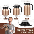 34Oz Thermal Coffee Carafes For Keeping Hot/Cold, Stainless Steel Coffee Carafe, Dustproof Insulated Water Carafe for Party/Home,Copper