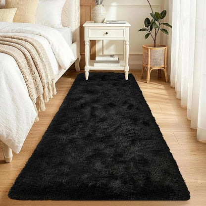Noahas 2x8 Black Fluffy Soft Runner Rug Non-Slip by ModernHomeDecor