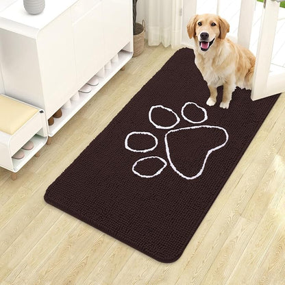 OLANLY Dog Door Mat for Muddy Paws 40x24, Paw Print Design Chenille Mud Mat | by OLANLY