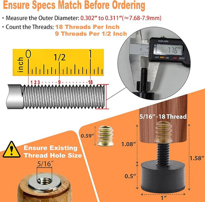 5/16 Rubber Adjustable Furniture Leveler，16 Pack Leveling Feet Screws in - Image 2