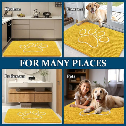 OLANLY Dog Door Mat for Muddy Paws 30x20, Paw Print Design Chenille Mud Mat | - Image 8