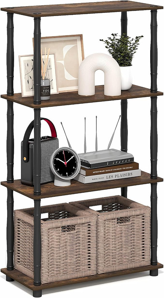 Furinno Turn-N-Tube Storage Shelves, 4-Tier Open Frame Book Shelf, Standing by Furinno-FitsYourSpaceFitsYourBudget