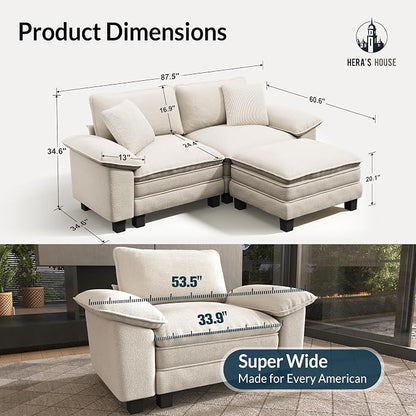 HERA'S HOUSE 88" Modular Sectional Sofa, L Shaped Couches - Image 2