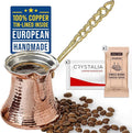 Volarium Turkish Coffee Pot, Greek Arabic Coffee Maker, Hammered Copper Coffee Cezve, Stove Top Coffee Maker (Small)