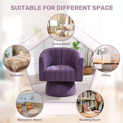 Swivel Accent Barrel Chair, Cute Comfy Small Round 360° Arm Chair. Velvet Club - Image 5