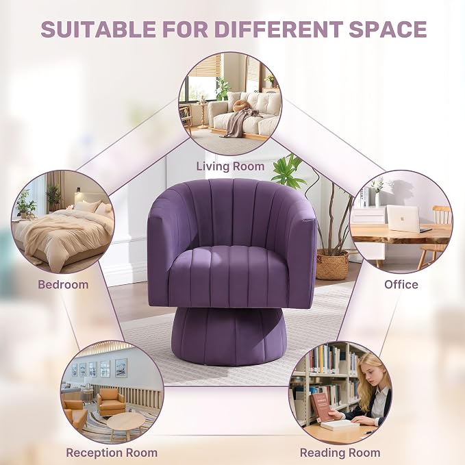 Swivel Accent Barrel Chair Set of 2, Cute Comfy Small Round 360° Arm Chair - Image 5