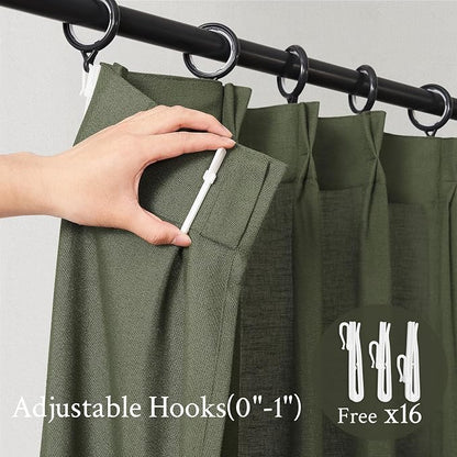 Olive Green Linen Semi Sheer Curtains 86 Inches Long, Spring Boho Natural - Image 8