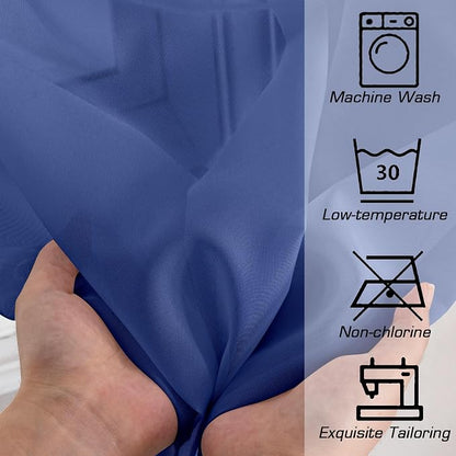 Simplebrand Royal Blue Sheer Curtains 84 Inches Long 2 Panels, Light Filtering - Image 7