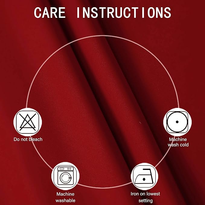 Red Blackout Curtains 40 x 63 Inch Length/Set of 2 Curtain Panels/Thermal - Image 4
