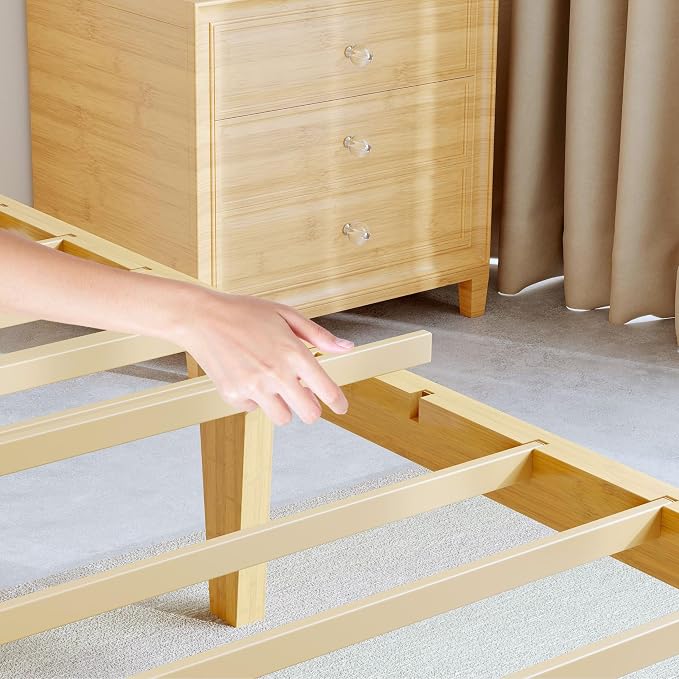 BOSRII 12in High Solid Bamboo Wood Platform Twin XL Bed Frame - Image 7