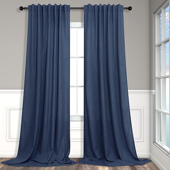 Pitalk Navy Blue Curtains 90 Inches Long by Pitalk