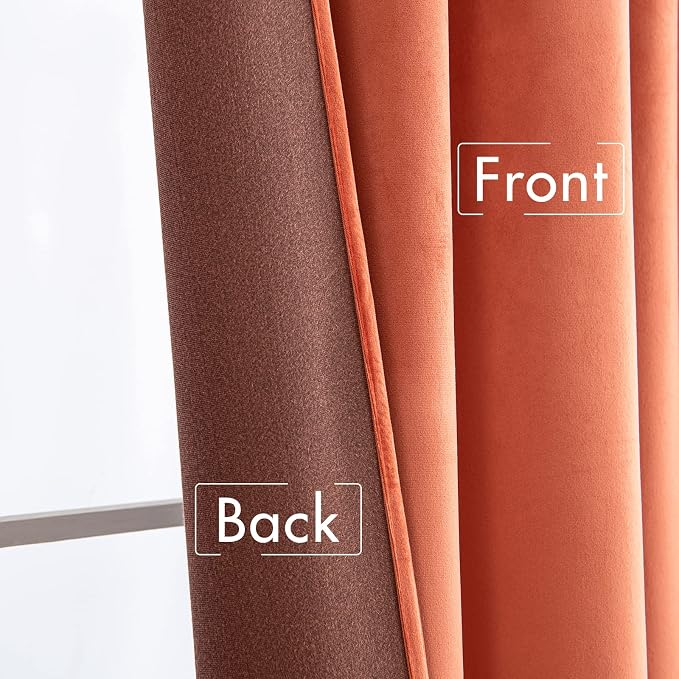 MIULEE Velvet Curtains Extra Wide 66x96 inches Fall Burnt Orange Curtains | - Image 6