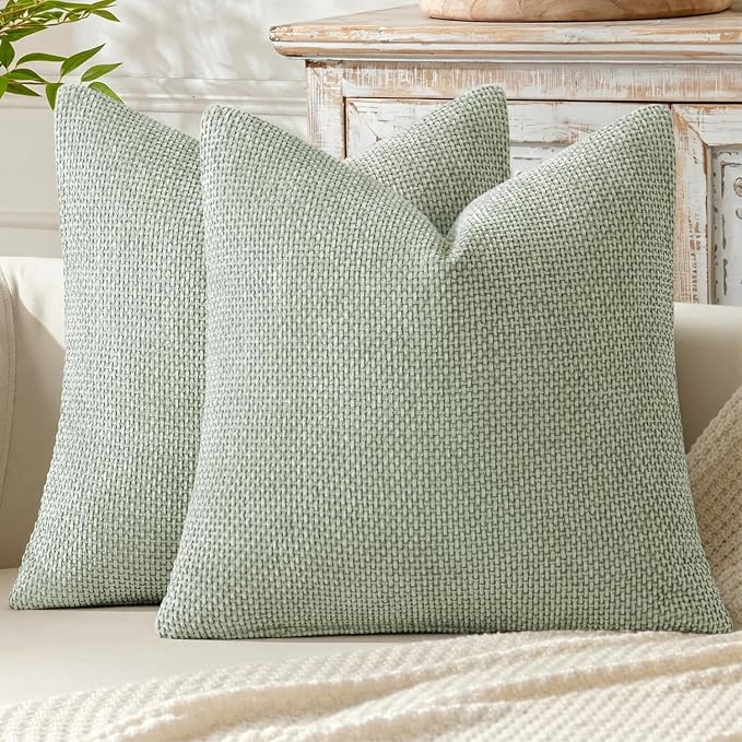 MIULEE Decorative Couch Throw Pillow Covers 18x18 Inch Light Green 2 Pack | by MIULEE
