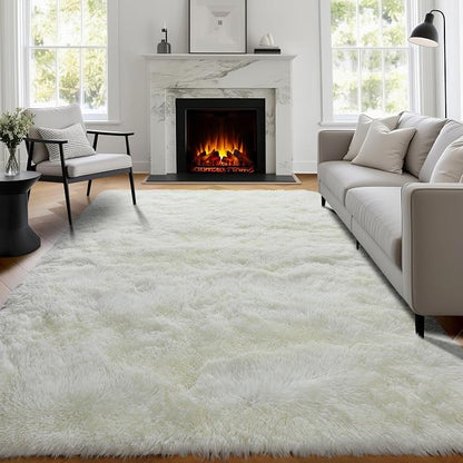 Ultra Soft Area Rugs for Living Room 6x9 Ft, Cream White Soft Fuzzy Shaggy Rugs - Image 3