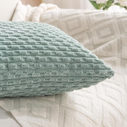 Set of 4 Aqua Decorative Throw Pillow Covers 26x26 Inch Corduroy Pillow Covers - Image 7