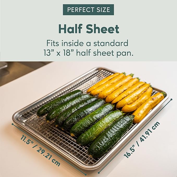 Ultra Cuisine Heavy Duty 100% Stainless Steel Cooling Rack for Cooking and Baking - Baking Rack & Wire Cooling Rack - Fits Half Sheet and Quarter Sheet Pans - 11.5''x16.5'' & 8.5''x12''