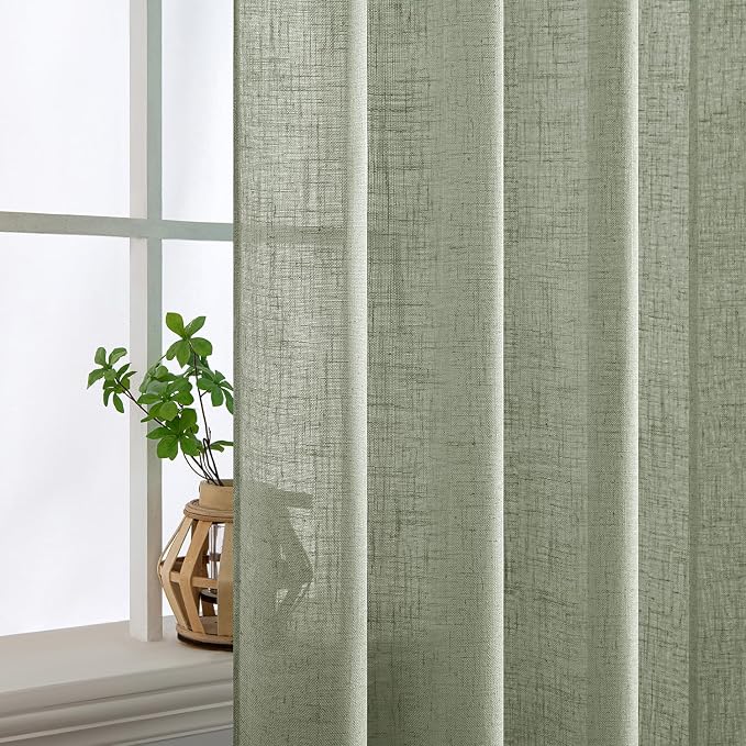MIULEE Sage Linen Curtains 52x108 Inch - Image 5