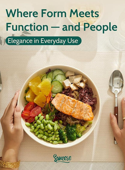 Sweese 30 Oz Salad Serving Bowls Set of 6, 8.4 Inch, Porcelain Pasta Plates - Microwave Dishwasher Safe, Beige