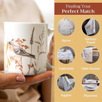 Maison d' Hermine Coffee Mug with Handles Fine Bone China Mugs Pack of Two Tea Cups for Hot Beverages Cappuccino Latte Home Restaurant Office Perfect for Gift (Meadow Florals, 15 Ounce)