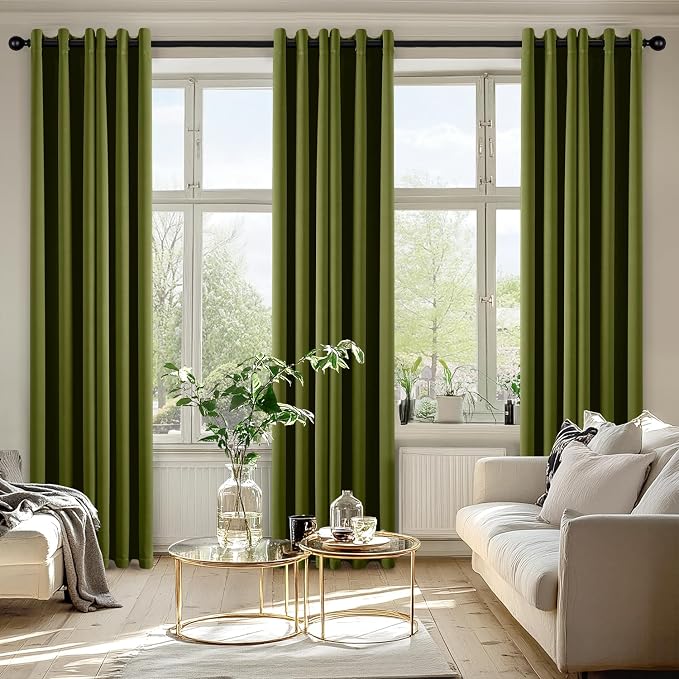 MIULEE Blackout Curtains for Bedroom 2 Panel 40"x84" Long Light Olive Green | - Image 6