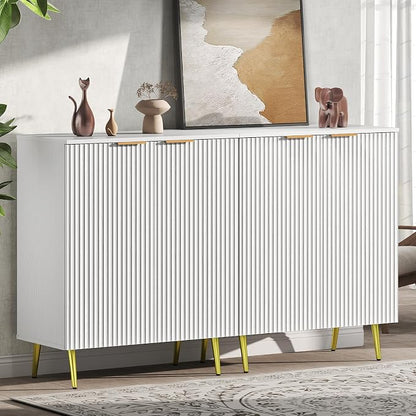 LubanNese Fluted Cabinet with Storage, Wooden Unique Sideboard Buffet Cabinet by LubanNese