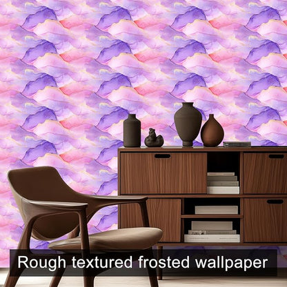 HOMETITUTE Pastel Watercolor Wallpaper Peel and Stick Purple Pink Gradient - Image 3