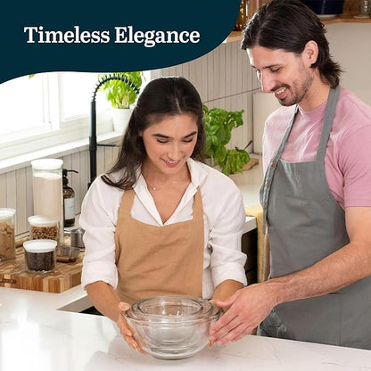 Libbey Baker's Basics 3 Piece Glass Mixing Bowl Set, Multi Size