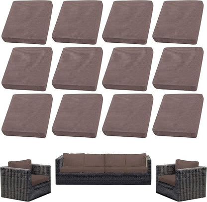12PCS Patio Cushion Covers, Patio Furniture Couch Seat Slipcovers | Washable by SUKAIKEQA