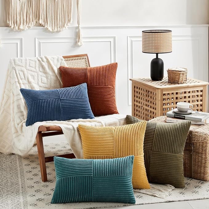 Fancy Homi 2 Packs Teal Long Lumbar Decorative Throw Pillow Covers 16x24 Inch - Image 6
