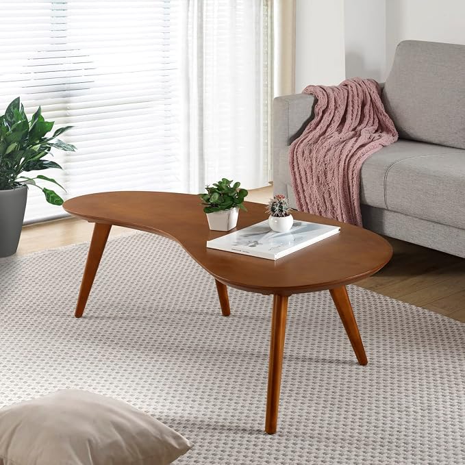 Mid Century Modern Abstract Shaped Coffee Table/Solid Wood/Castanho Finish - Image 2