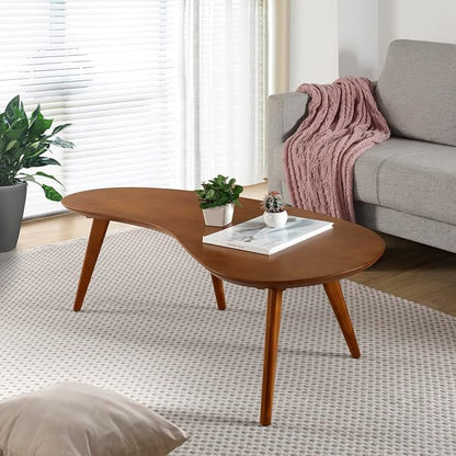 Mid Century Modern Abstract Shaped Coffee Table/Solid Wood/White Finish - Image 2