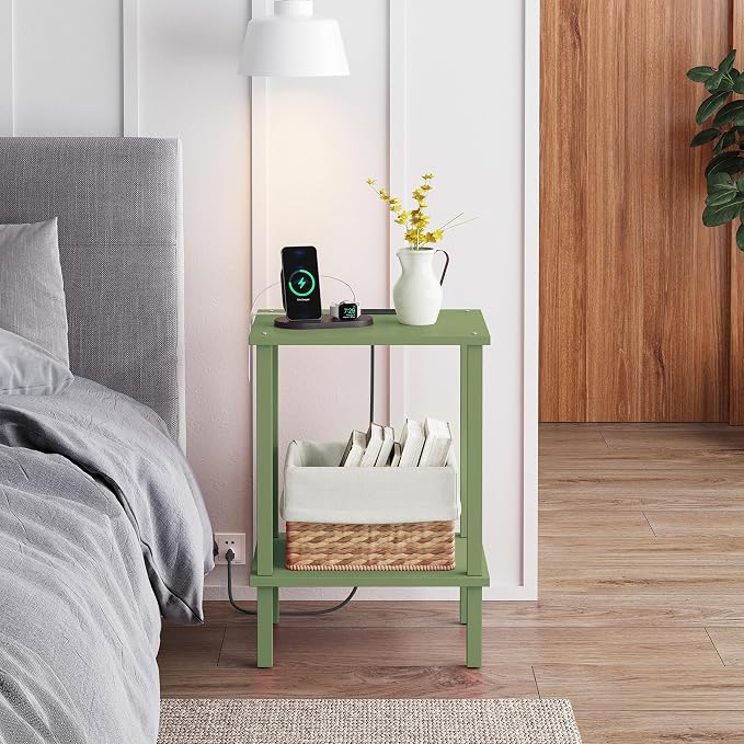TUTOTAK End Table with Charging Station, Small Side Table with Outlets - Image 4