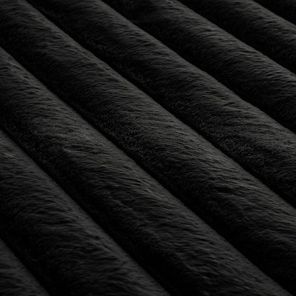Black Rabbit Striped Plush Rug 2'x6', Fluffy Faux Fur Shaggy Area Rug - Image 6