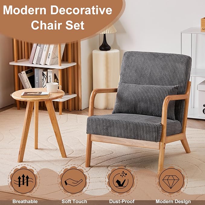 Beige Midcentury Modern Accent Chair - Image 3
