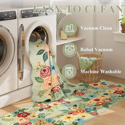 DUKINO 3x8 Kitchen Runner Rug, Soft Floral Washable Rug - Image 7