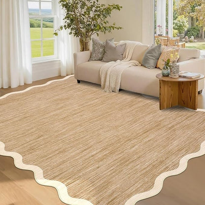 GarveeHome Scalloped Living Room Rug 5x7 Area Rug Washable Non Slip | Area Rug by GarveeHome