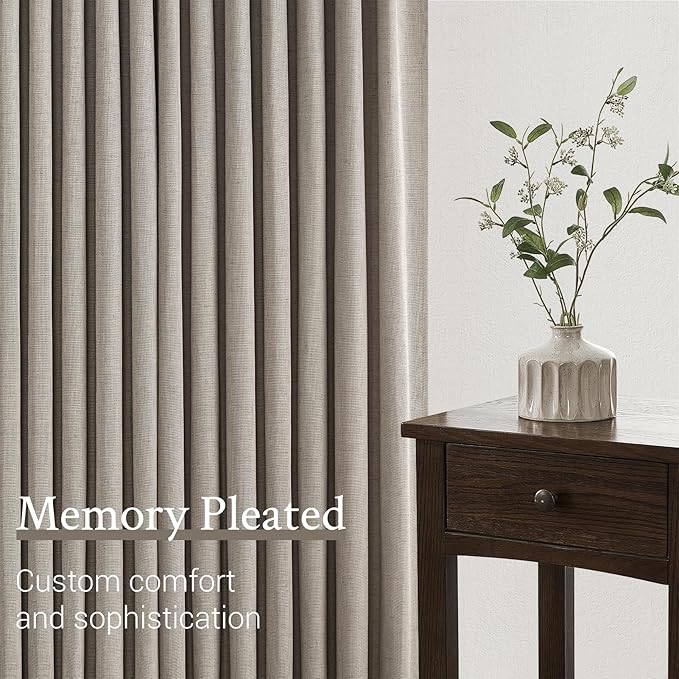 Topfinel 105 Inch Curtains 2 Panels Set, Two Packs Pinch Pleat Back Tab Linen - Image 5