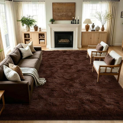 9x12 Extra Large Brown Fluffy Area Rug Non-Slip by ModernHomeDecor